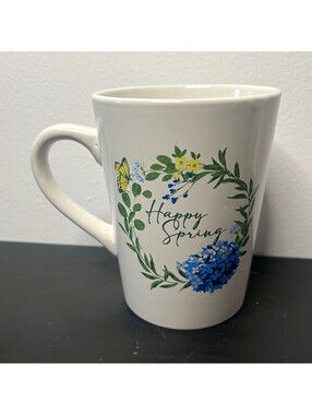 Royal Norfolk Happy Spring Floral Ceramic Coffee Mug 16 oz White Microwave Safe